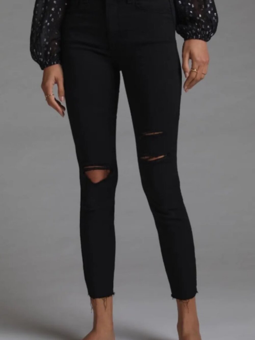 PAIGE - Hoxton Ankle Raw Hem Jeans - Dark Shadow Deconstructed
